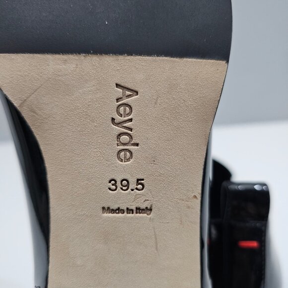 NEW Aeyde Julie Loafer EU 39.5 Black Patent Leather 30mm Heel Slip On Square Toe - Picture 12 of 13